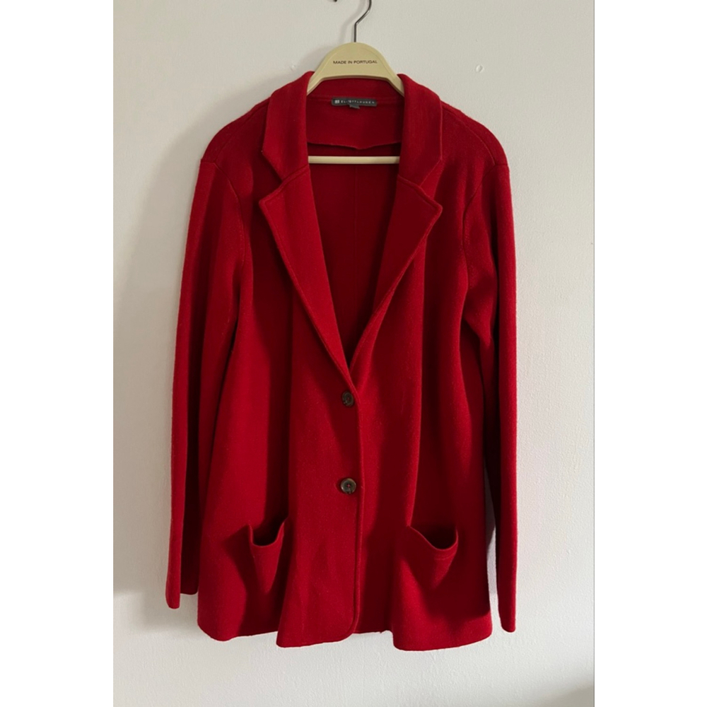 Elliott Lauren super wash wool blend red blazer sweater XL